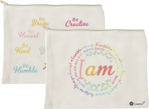 Canvas Cosmetic Makeup Bag for Women - Zipper Cotton Travel Toiletry Pouch - Multi-Purpose Small Canvas Bags Bulk