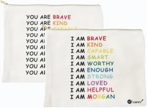 Canvas Cosmetic Makeup Bag for Women - Zipper Cotton Travel Toiletry Pouch - Multi-Purpose Small Canvas Bags Bulk