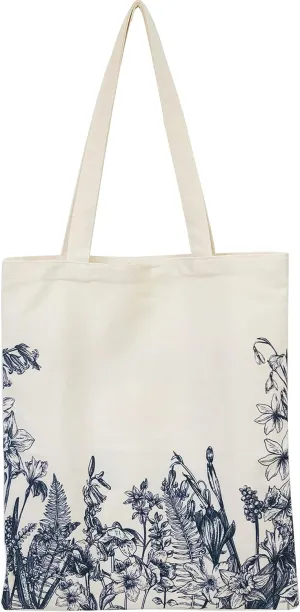 Canvas Floral Botanical Tote Bag for Women Teacher, Reusable Grocery Bags, Cute Cat Tote Bags Aesthetic for Shopping