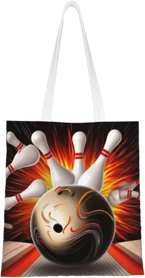 Canvas Tote Bag Aesthetic for Women Vintage Sport Bowling Ball Shopping Bags Large Tote Shoulder Bag Reusable Grocery Bags Hobo Bags Casual Handbags Cute Cloth Bags Birthday Gifts