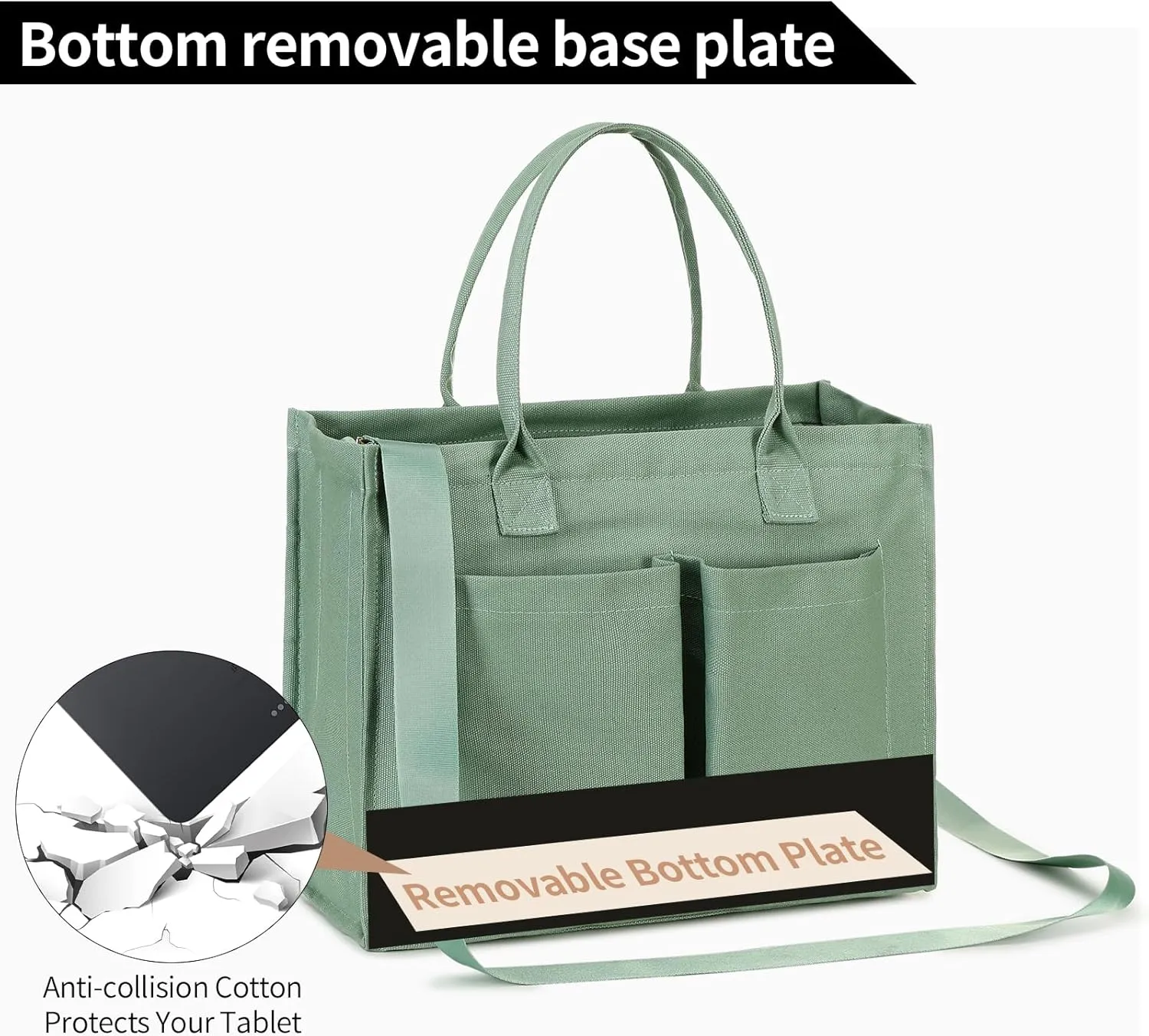 Canvas Tote Bag for Women, Large Laptop Crossbody Bag Travel Tote Handbag Everything Bag with Zip Simple Bag