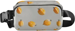 Cape Gooseberry Fruit Silver Trendy Waist Pack Crossbody Bag for Women Men Teens Mini Crossbody Passport Bag with Adjustable Strap for Shopping Sports Work