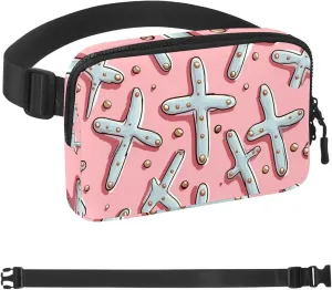 Cartoon Easter Cross Fanny Packs for Women Men, Crossbody Belt Bag with Zipper Pockets,Waterproof Waist Packs with Adjustable Strap for Workout Running Traveling Hiking