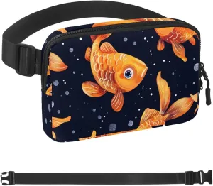 Cartoon Goldfish Pattern Fanny Packs for Women Men, Crossbody Belt Bag with Zipper Pockets,Waterproof Waist Packs with Adjustable Strap for Workout Running Traveling Hiking