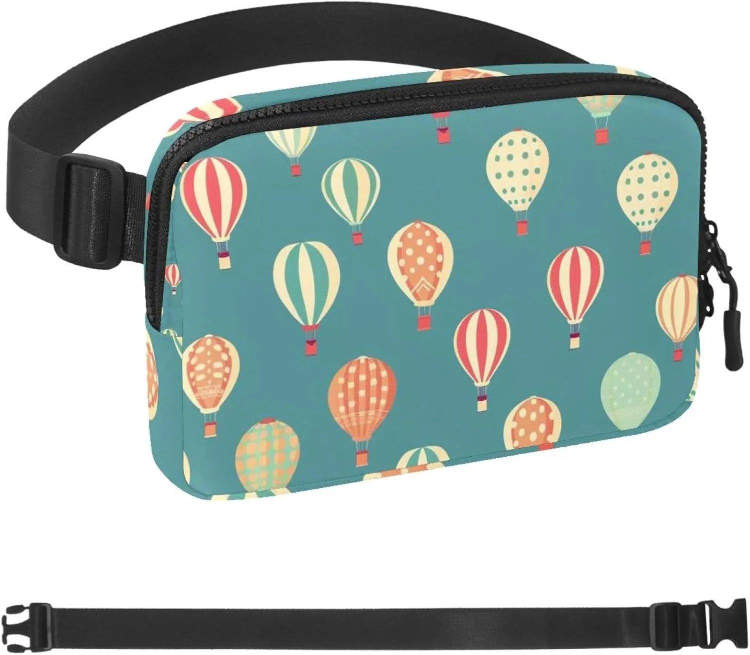 Cartoon Hot Air Balloon Fanny Packs for Women Men, Crossbody Belt Bag with Zipper Pockets,Waterproof Waist Packs with Adjustable Strap for Workout Running Traveling Hiking