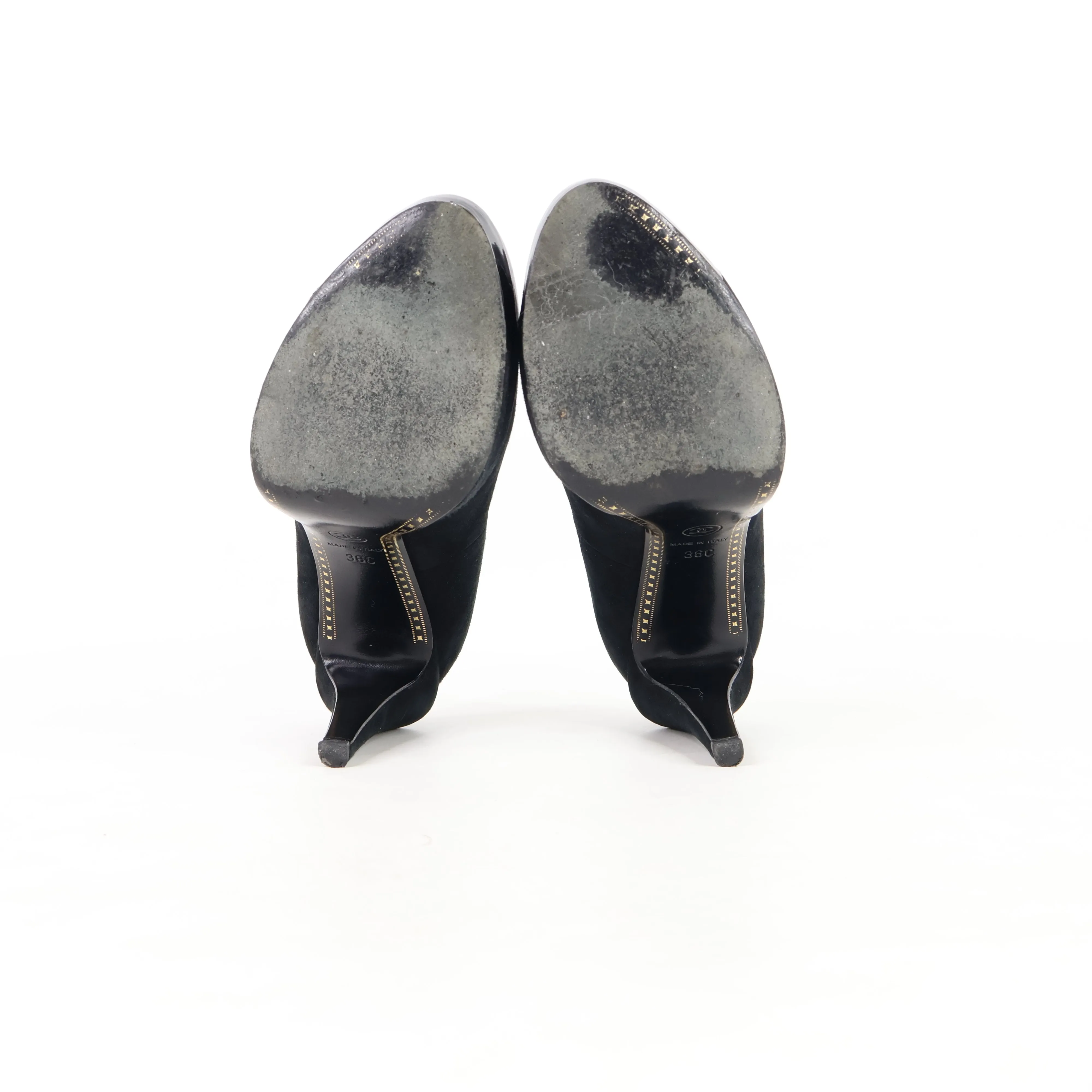 Chanel Pumps Black Suede Patent 36