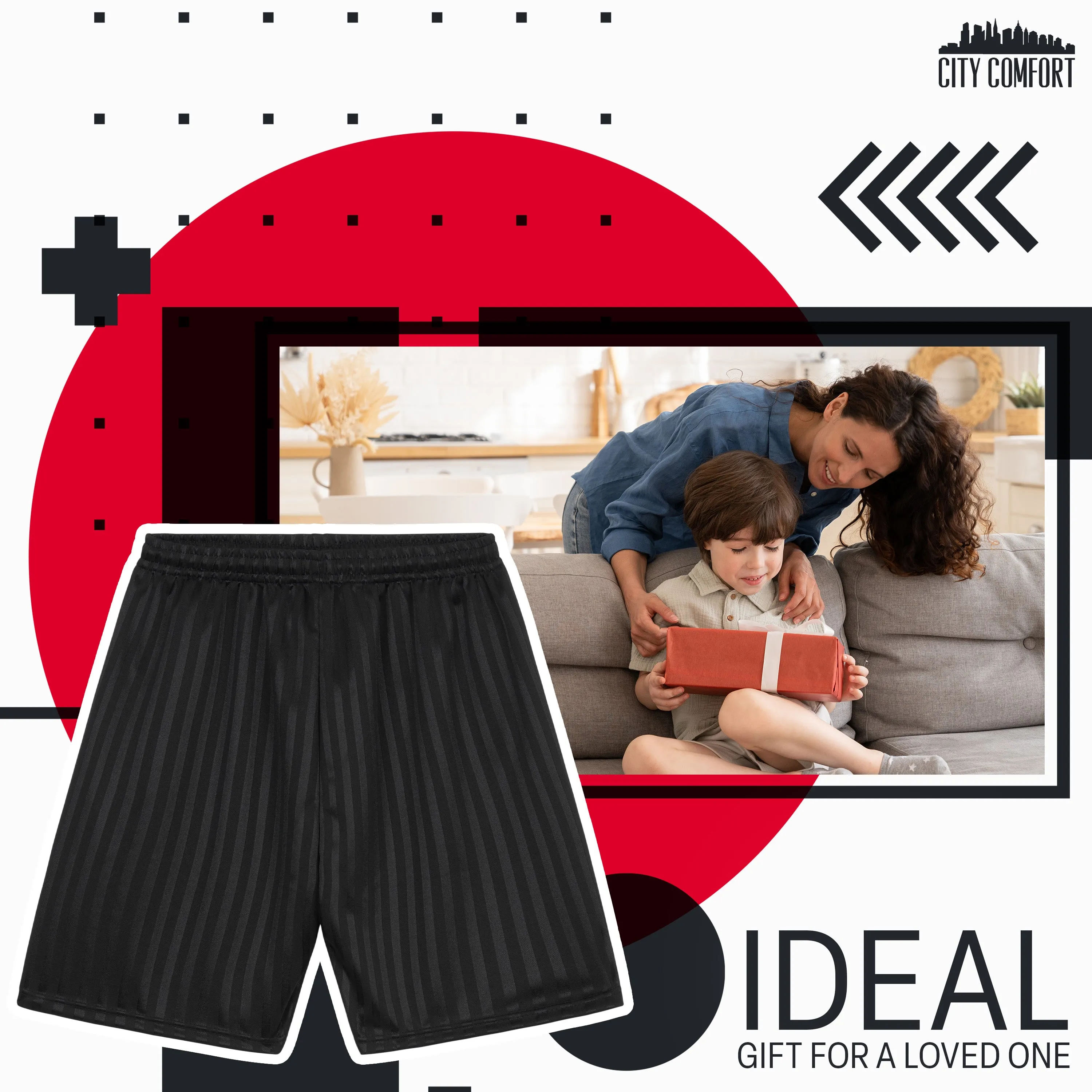 CityComfort Boys Striped Shadow Sport Shorts