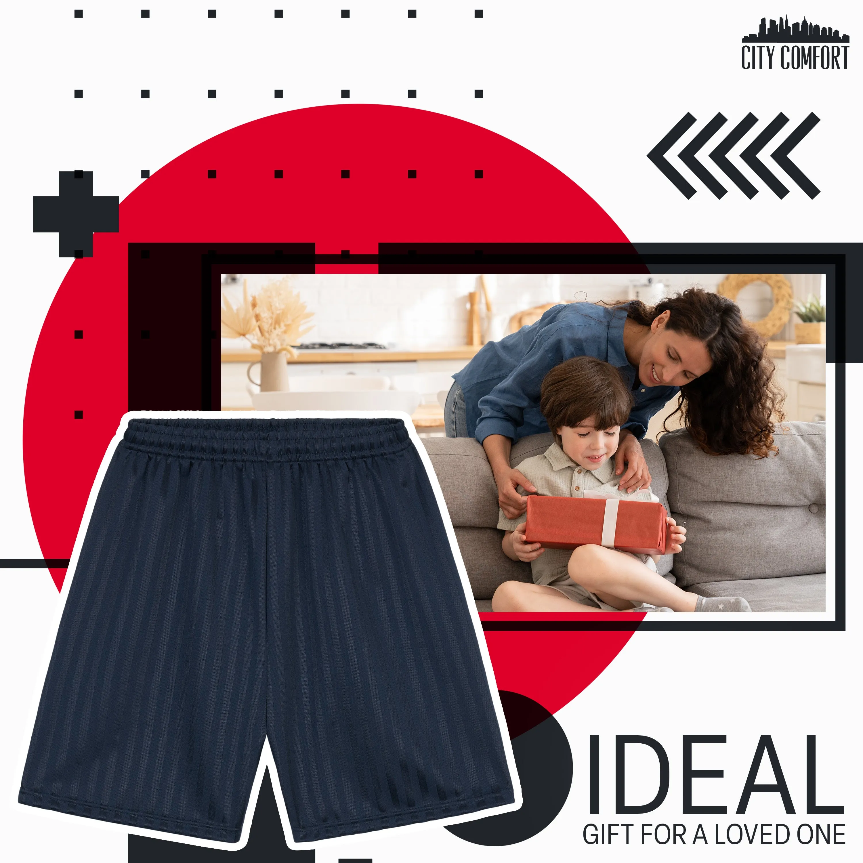 CityComfort Boys Striped Shadow Sport Shorts