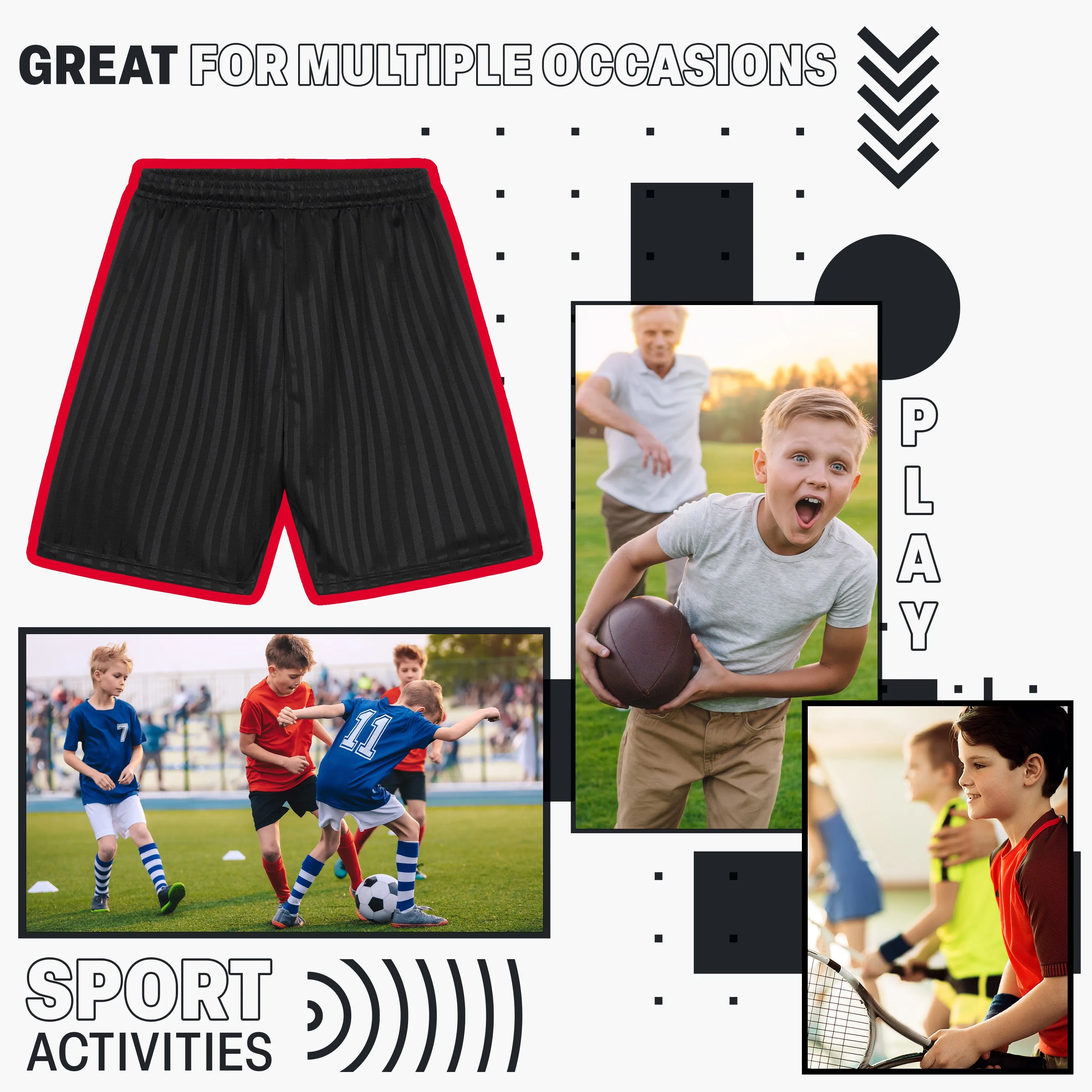 CityComfort Boys Striped Shadow Sport Shorts