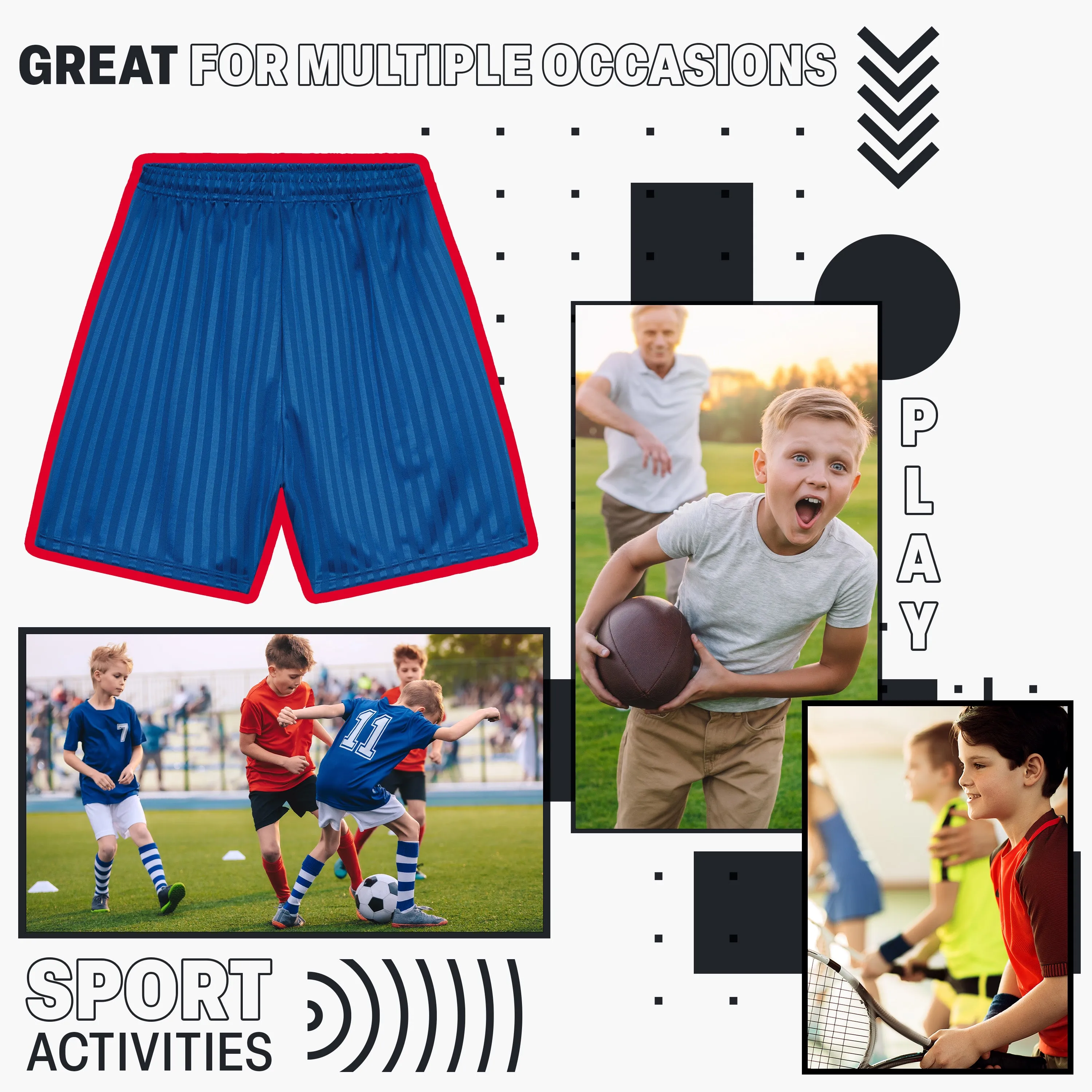 CityComfort Boys Striped Shadow Sport Shorts
