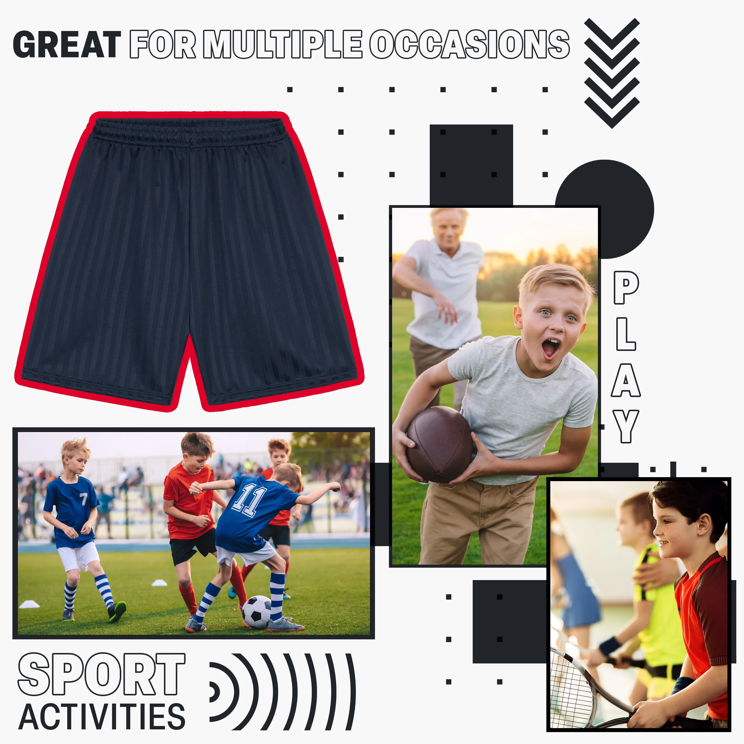CityComfort Boys Striped Shadow Sport Shorts