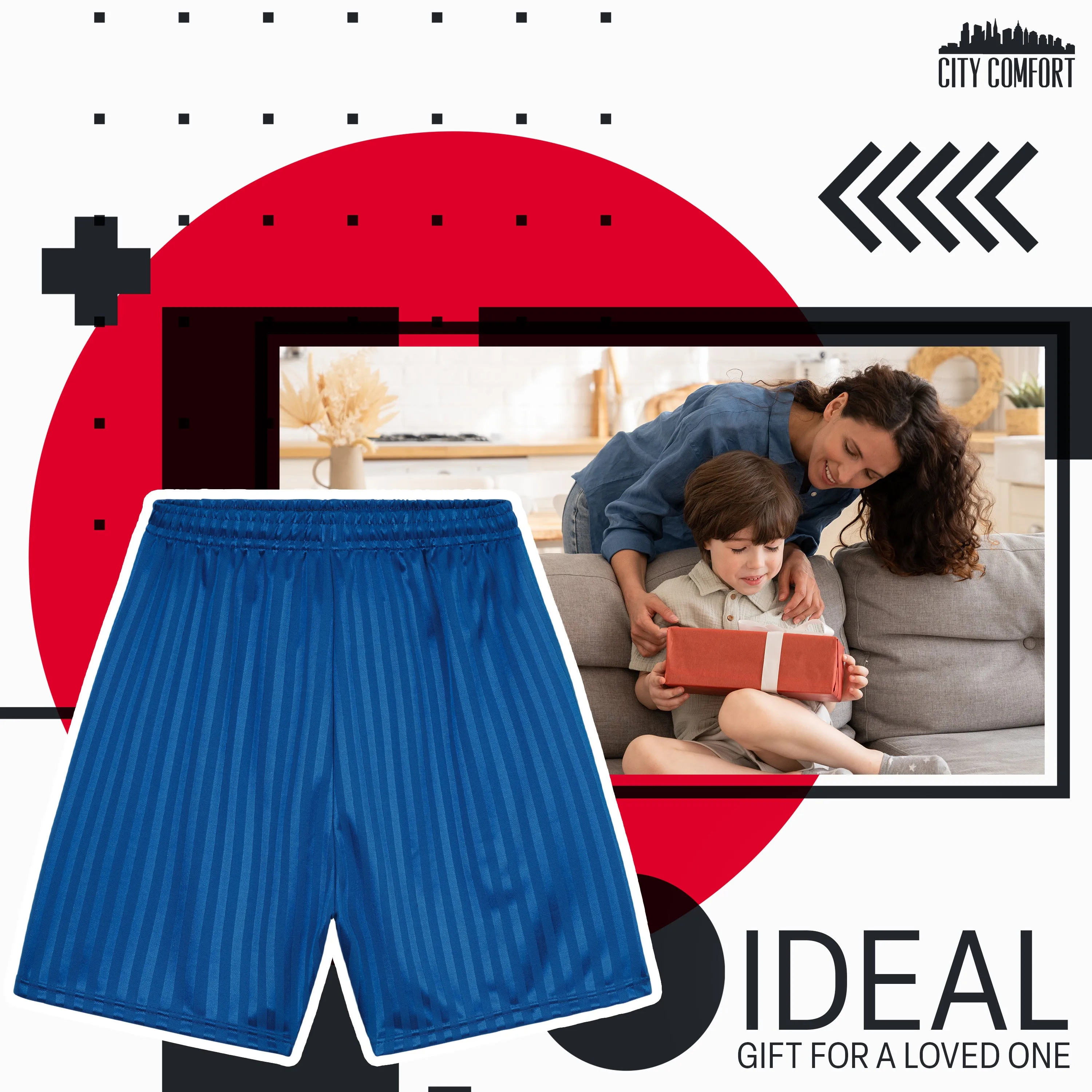 CityComfort Boys Striped Shadow Sport Shorts