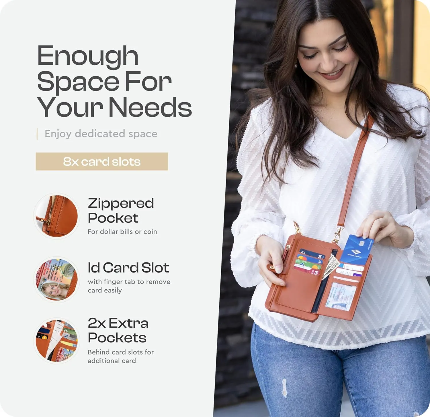 Claasico Womens Crossbody Wallet & Phone Case | iPhone/Samsung/LG Magnet Cell Pouch & Handbag