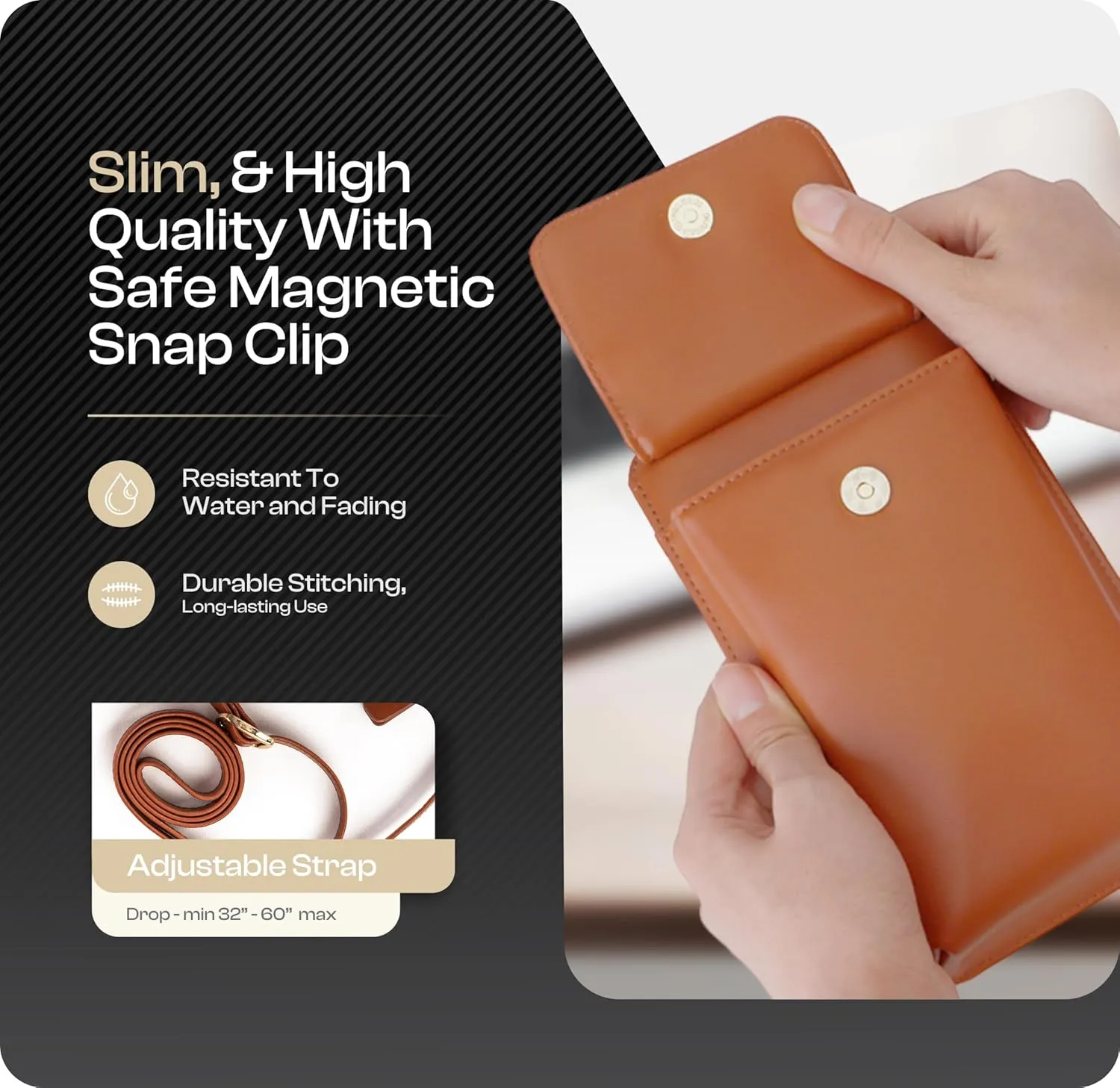 Claasico Womens Crossbody Wallet & Phone Case | iPhone/Samsung/LG Magnet Cell Pouch & Handbag