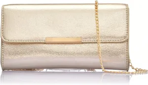 Classic Evening Clutch Bag Metallic PU Purse for Wedding Graduation Formal Occasion Crossbody Bag