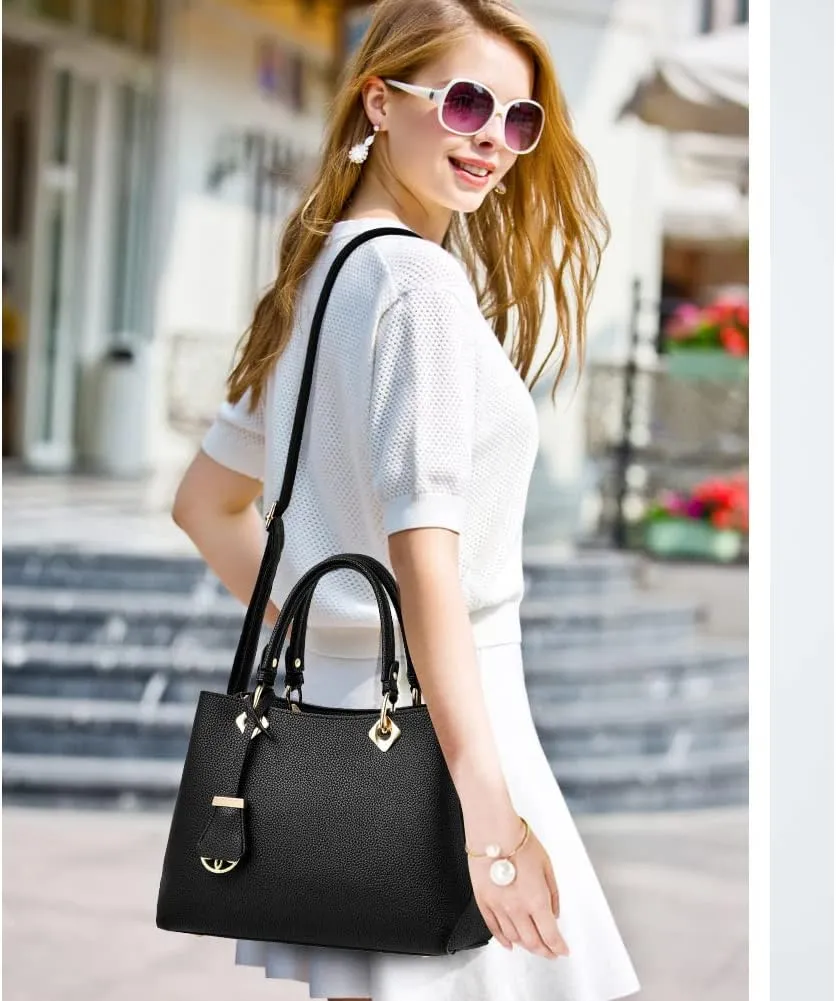 Classic Top Handle Handbag for Women Vegan Leather Satchel Handbags Purse Shoulder Bag Crossbody Bag Casual Bag-Grey