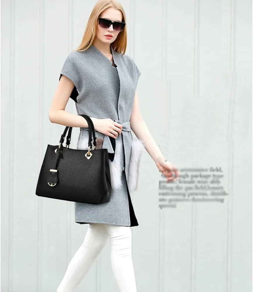 Classic Top Handle Handbag for Women Vegan Leather Satchel Handbags Purse Shoulder Bag Crossbody Bag Casual Bag-Grey