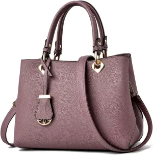 Classic Top Handle Handbag for Women Vegan Leather Satchel Handbags Purse Shoulder Bag Crossbody Bag Casual Bag-Grey