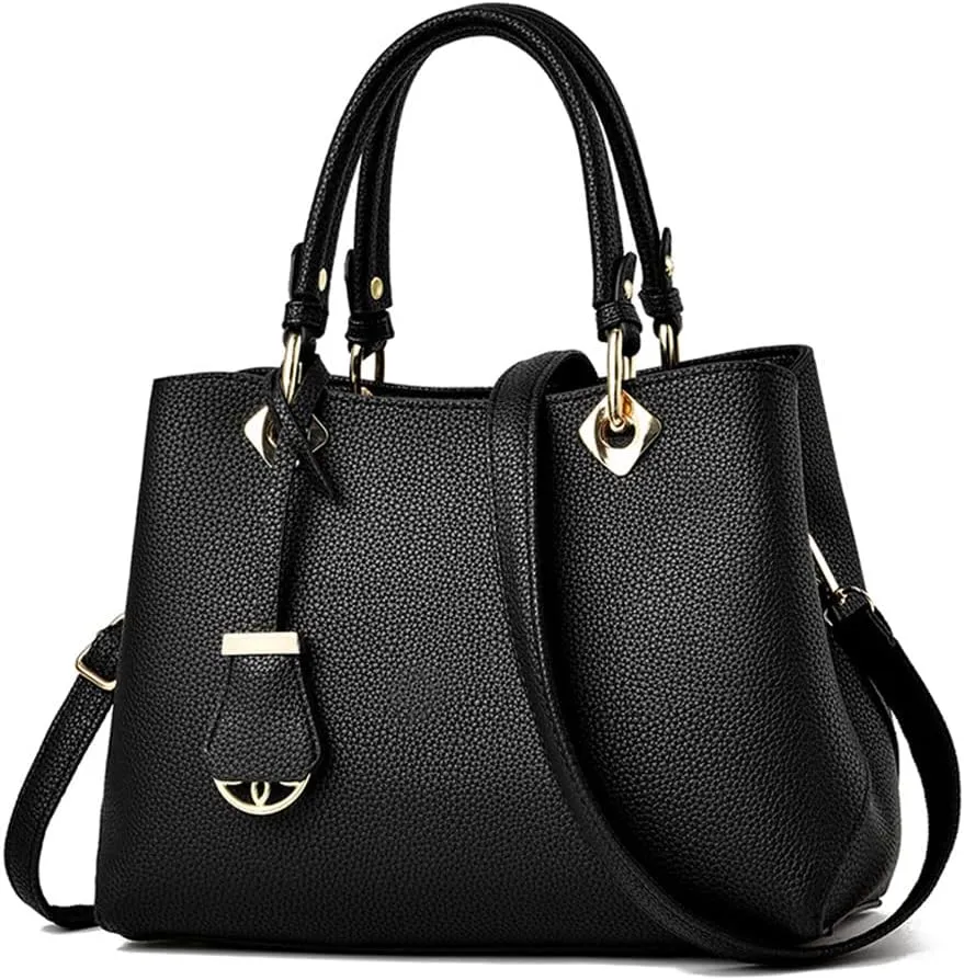 Classic Top Handle Handbag for Women Vegan Leather Satchel Handbags Purse Shoulder Bag Crossbody Bag Casual Bag-Grey