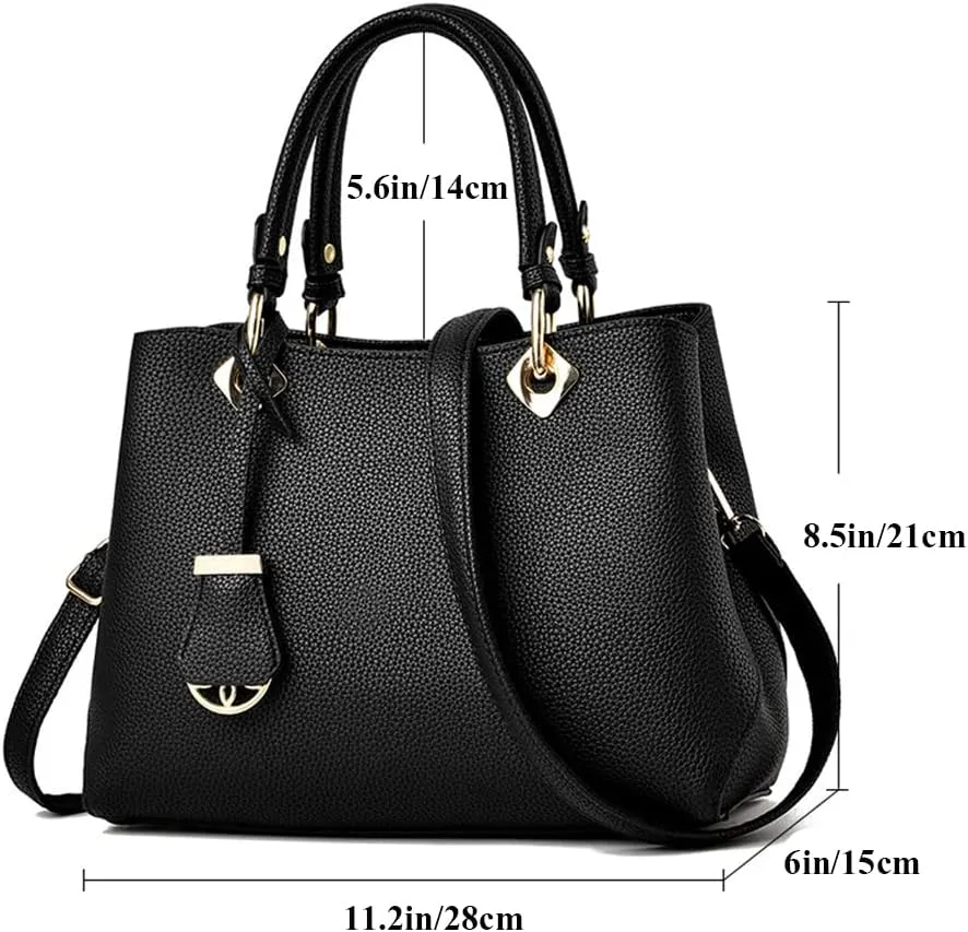 Classic Top Handle Handbag for Women Vegan Leather Satchel Handbags Purse Shoulder Bag Crossbody Bag Casual Bag-Grey
