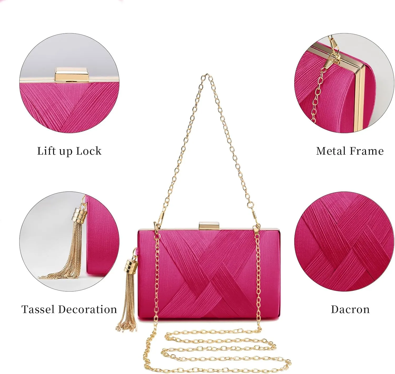 Clutch Purses For Women Tassel Evening Clutch bag Cross Body & Shoulder Bag For Wedding Night out Party