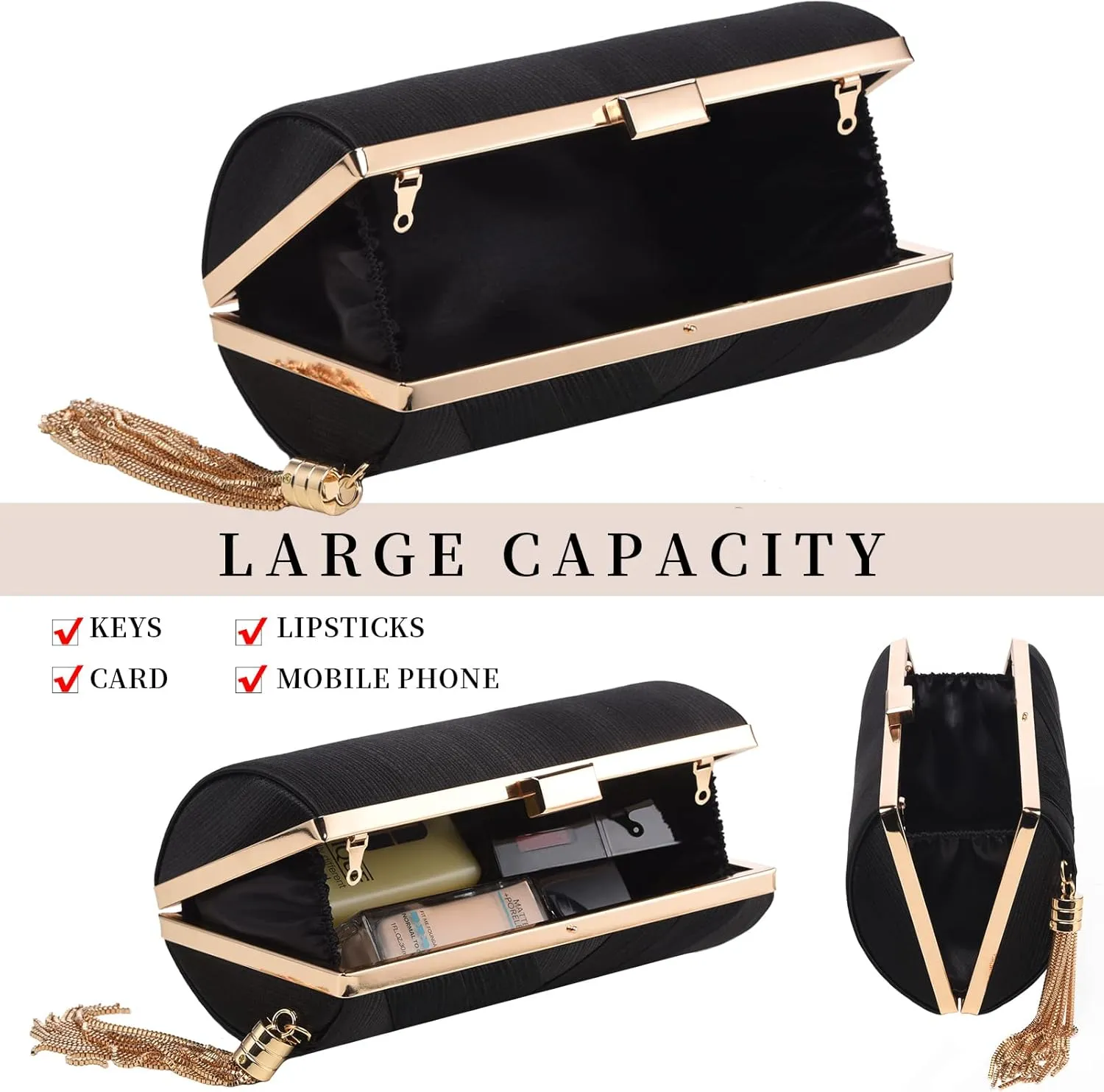 Clutch Purses For Women Tassel Evening Clutch bag Cross Body & Shoulder Bag For Wedding Night out Party