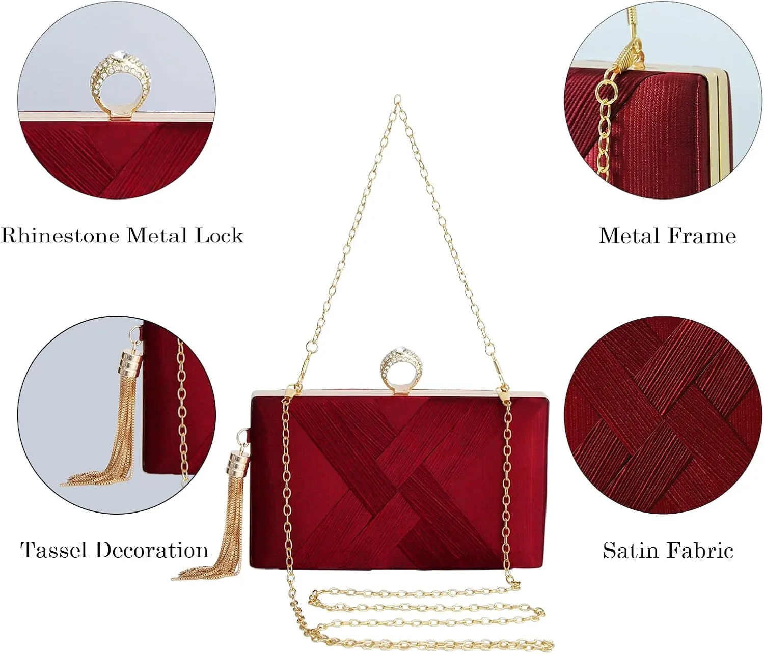 Clutch Purses for Women Tassel Evening Clutch bag Sparkly Diamond Crossbody Shoulder Bag For Wedding Night out Party