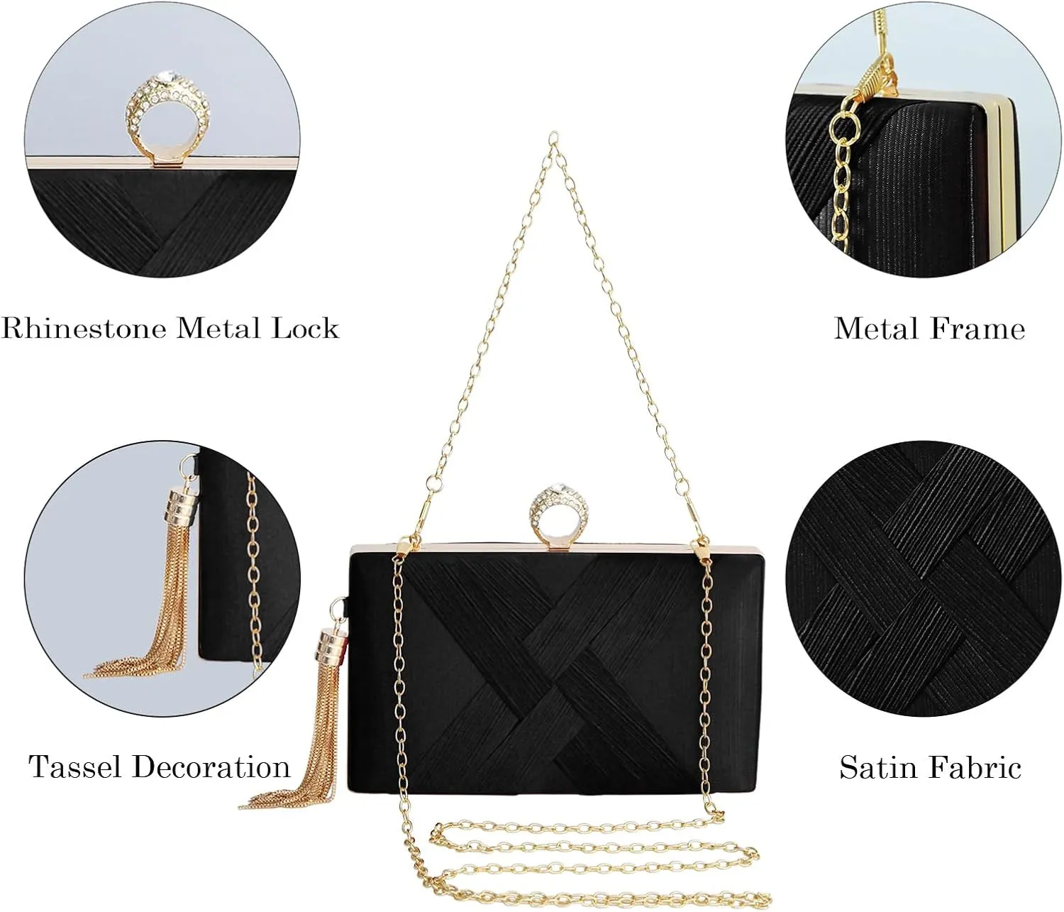 Clutch Purses for Women Tassel Evening Clutch bag Sparkly Diamond Crossbody Shoulder Bag For Wedding Night out Party