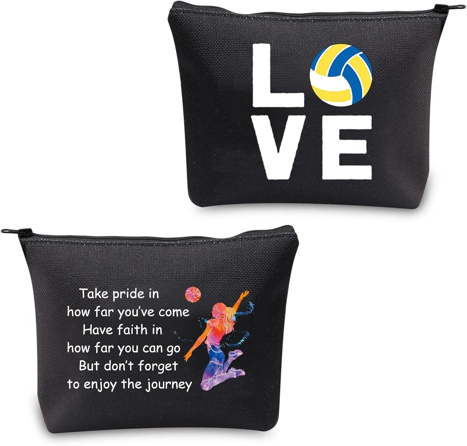 CMNIM Love Volleyball Gifts Volleyball Pouch Makeup Bag Cosmetic Volleyball Player Gifts Volleyball Team Gifts for Volleyball Lover Inspirational Gifts Travel Toiletry Bag