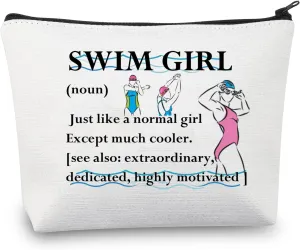 CMNIM Swim Girl Gifts Swimming Makeup Bag Swim Lover Gifts Swimming Team Gifts Swim Girl Definition Cosmetic Bag Travel Pouch (Swim Girl Definition)