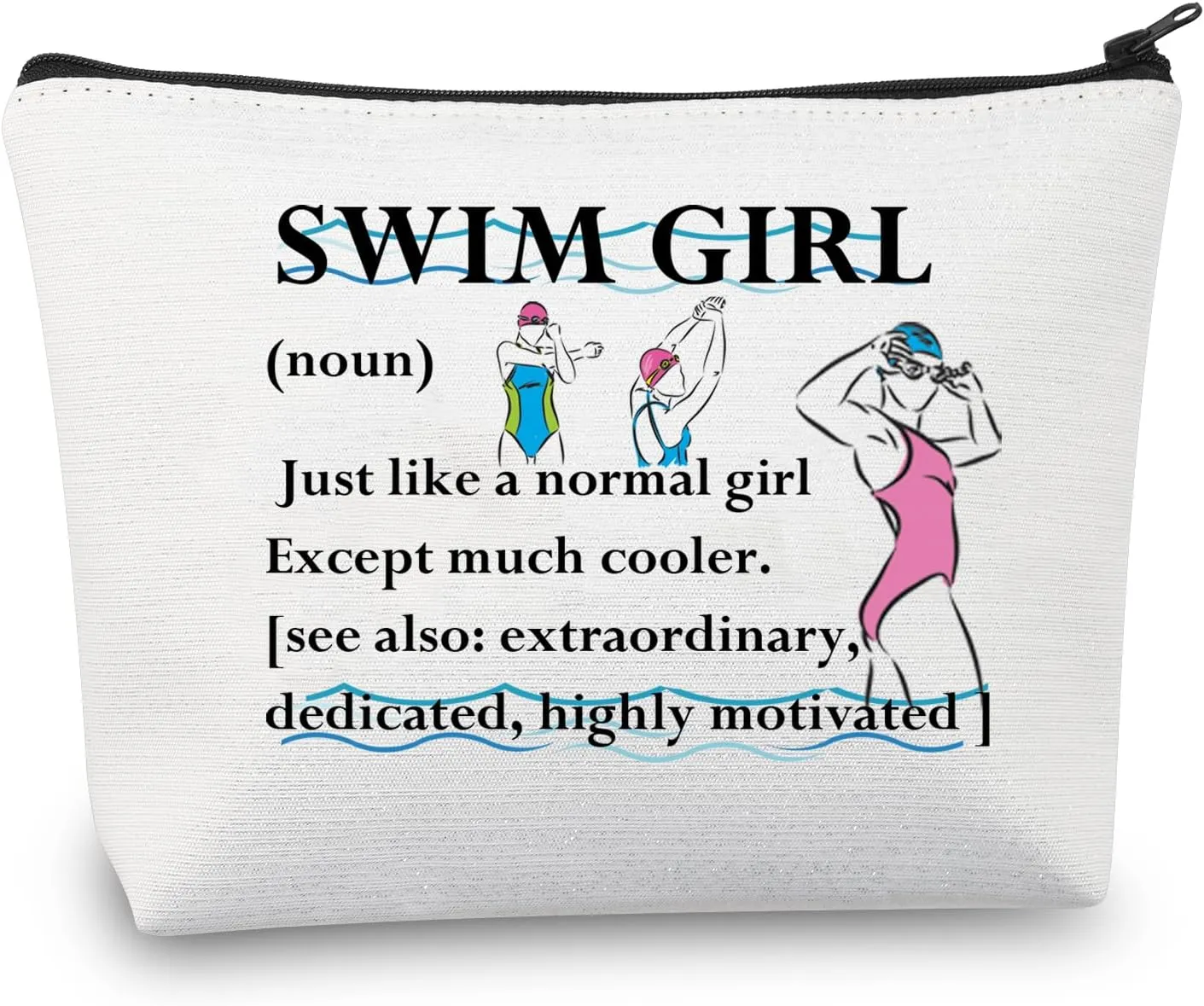 CMNIM Swim Girl Gifts Swimming Makeup Bag Swim Lover Gifts Swimming Team Gifts Swim Girl Definition Cosmetic Bag Travel Pouch (Swim Girl Definition)