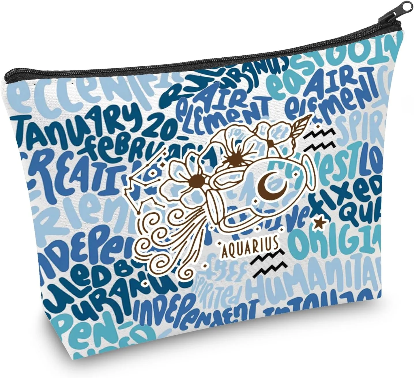 CMNIM Zodiac Makeup Bag 12 Constellation Cosmetic Bag Astrology Lover Gifts Zodiac Sign Birthday Gifts Horoscope Travel Pouch (2499 Aquarius)
