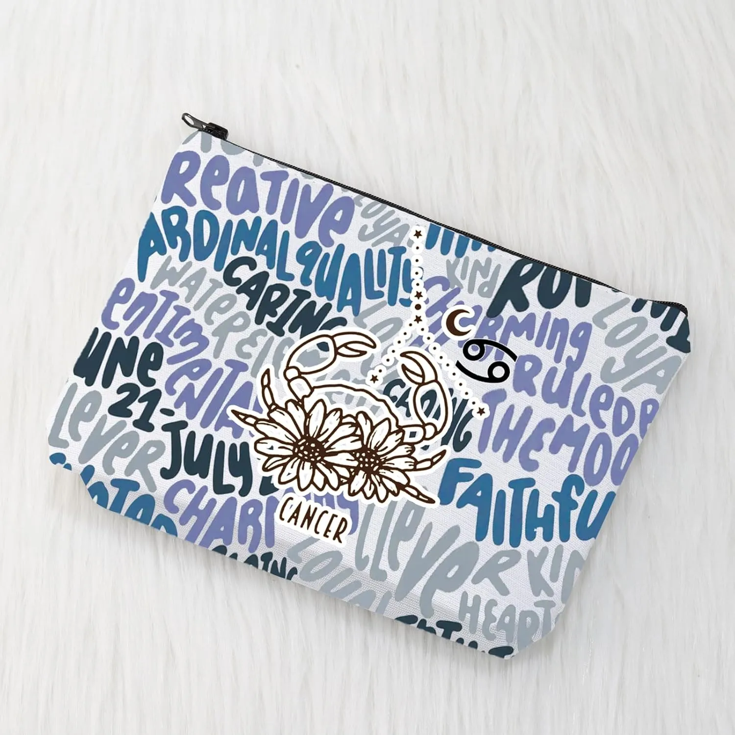 CMNIM Zodiac Makeup Bag 12 Constellation Cosmetic Bag Astrology Lover Gifts Zodiac Sign Birthday Gifts Horoscope Travel Pouch (2499 Cancer)