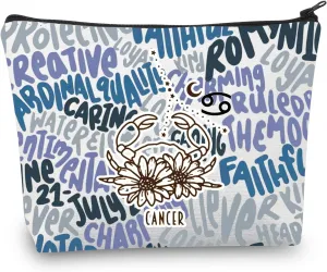 CMNIM Zodiac Makeup Bag 12 Constellation Cosmetic Bag Astrology Lover Gifts Zodiac Sign Birthday Gifts Horoscope Travel Pouch (2499 Cancer)