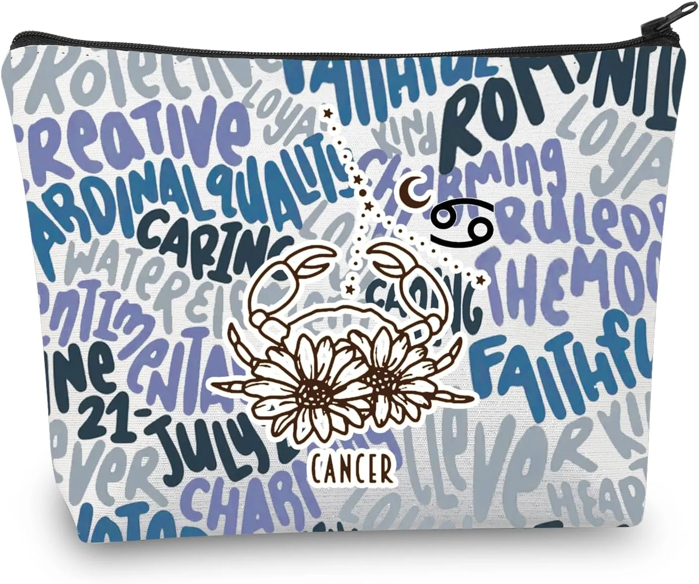 CMNIM Zodiac Makeup Bag 12 Constellation Cosmetic Bag Astrology Lover Gifts Zodiac Sign Birthday Gifts Horoscope Travel Pouch (2499 Cancer)