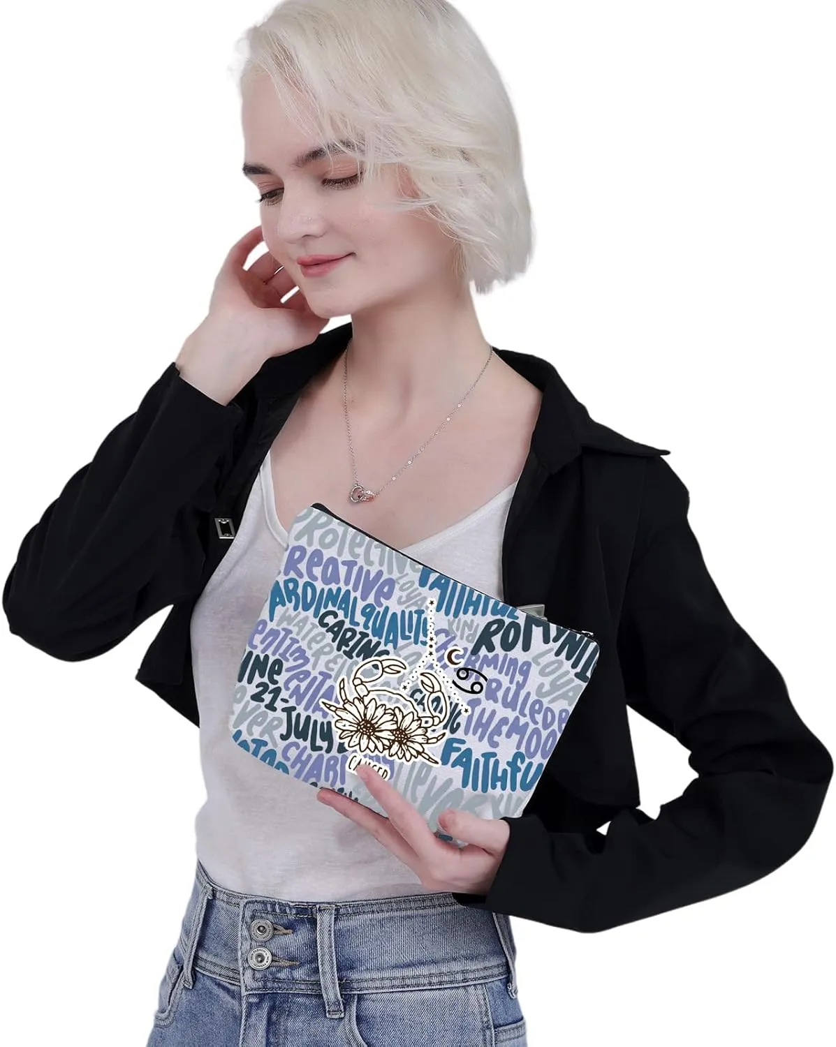 CMNIM Zodiac Makeup Bag 12 Constellation Cosmetic Bag Astrology Lover Gifts Zodiac Sign Birthday Gifts Horoscope Travel Pouch (2499 Cancer)