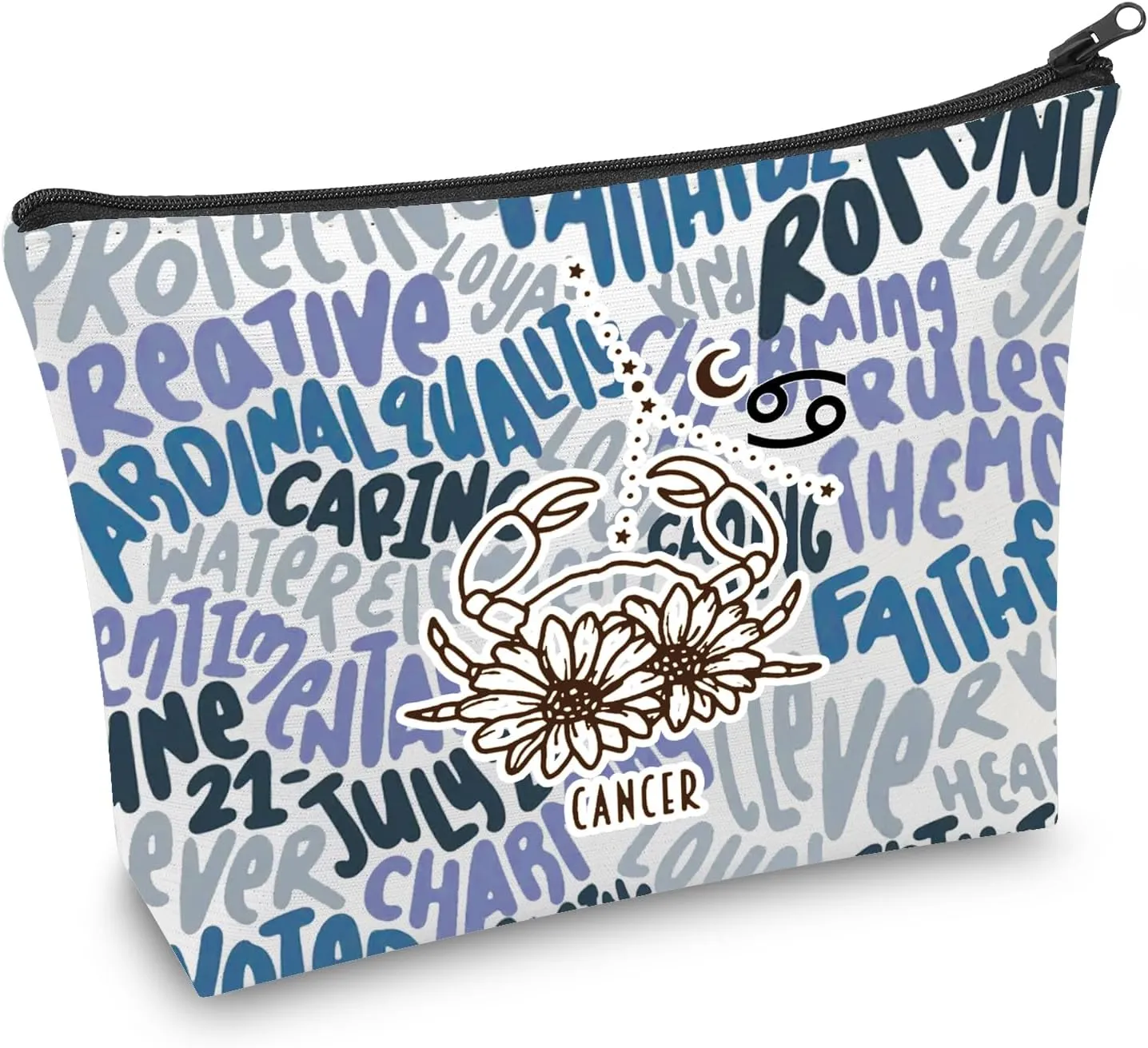 CMNIM Zodiac Makeup Bag 12 Constellation Cosmetic Bag Astrology Lover Gifts Zodiac Sign Birthday Gifts Horoscope Travel Pouch (2499 Cancer)