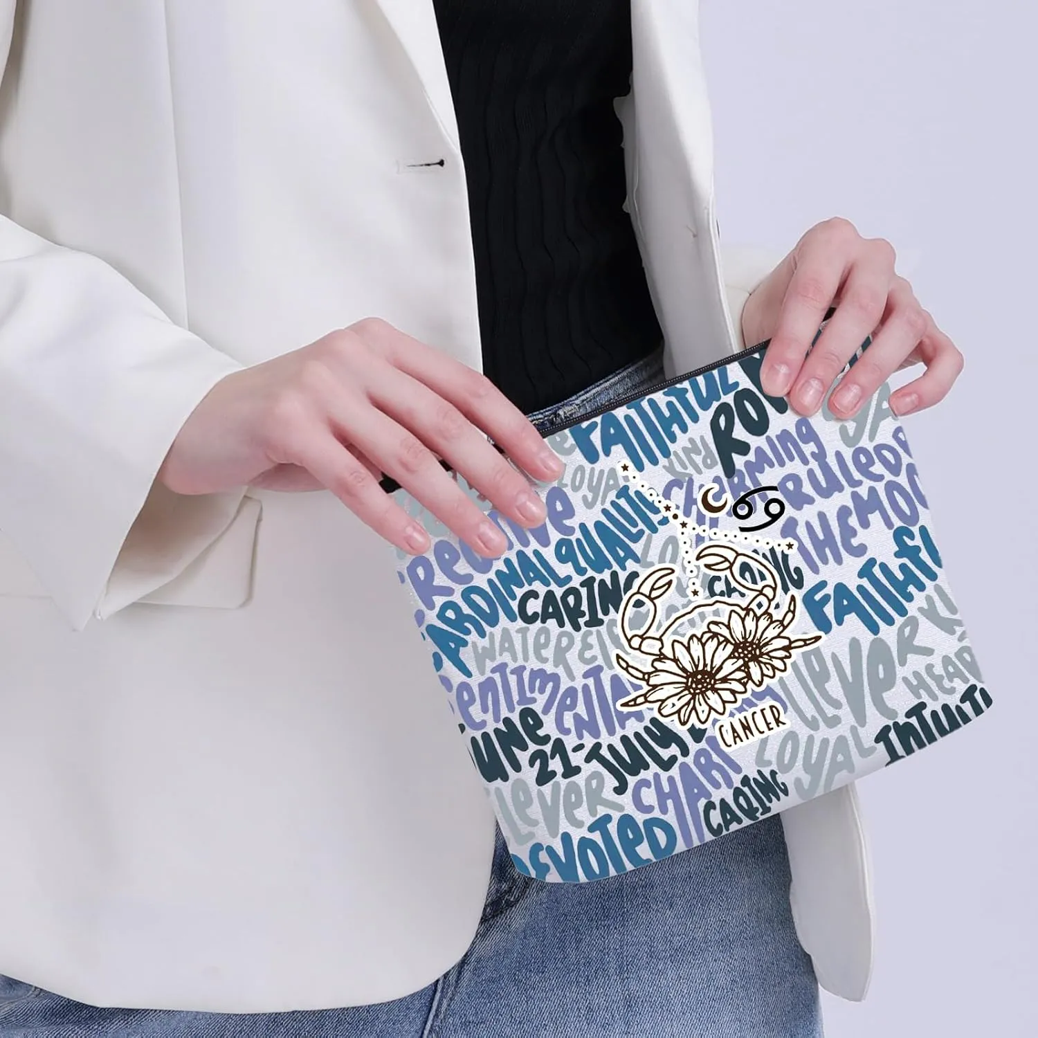 CMNIM Zodiac Makeup Bag 12 Constellation Cosmetic Bag Astrology Lover Gifts Zodiac Sign Birthday Gifts Horoscope Travel Pouch (2499 Cancer)