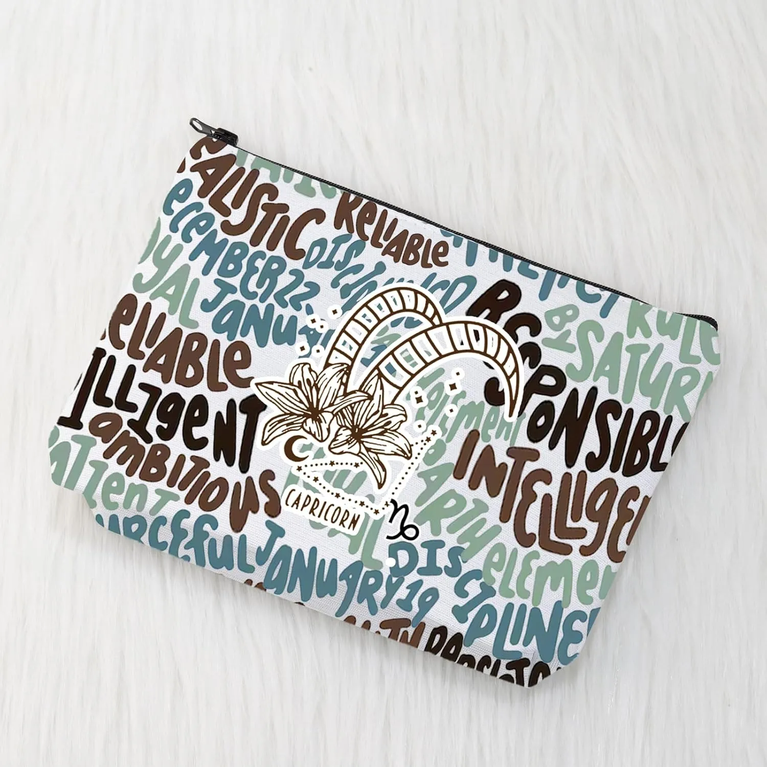 CMNIM Zodiac Makeup Bag 12 Constellation Cosmetic Bag Astrology Lover Gifts Zodiac Sign Birthday Gifts Horoscope Travel Pouch (2499 Capricorn)