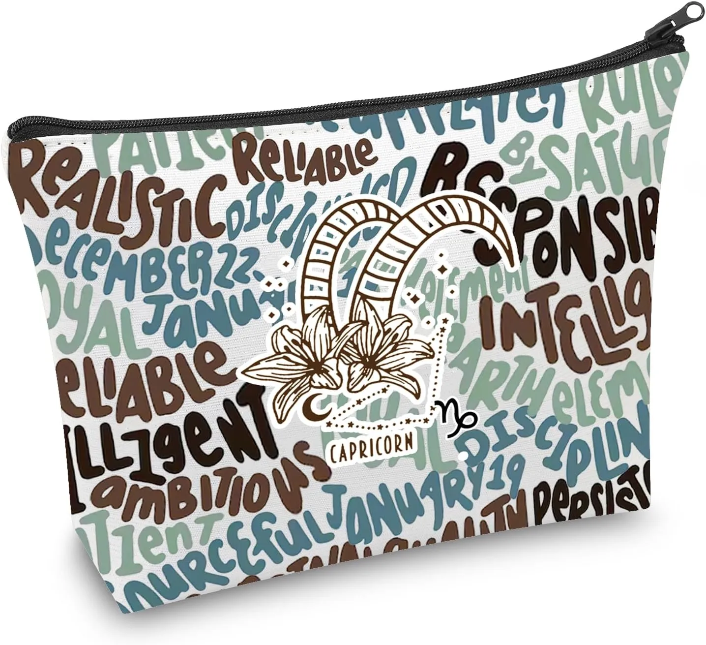 CMNIM Zodiac Makeup Bag 12 Constellation Cosmetic Bag Astrology Lover Gifts Zodiac Sign Birthday Gifts Horoscope Travel Pouch (2499 Capricorn)