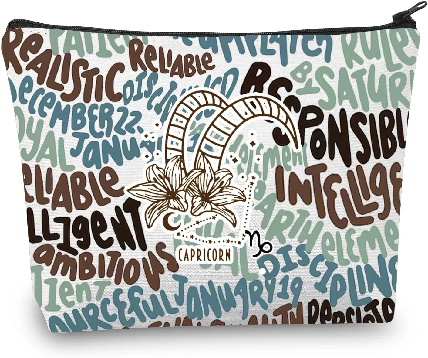 CMNIM Zodiac Makeup Bag 12 Constellation Cosmetic Bag Astrology Lover Gifts Zodiac Sign Birthday Gifts Horoscope Travel Pouch (2499 Capricorn)