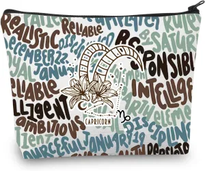 CMNIM Zodiac Makeup Bag 12 Constellation Cosmetic Bag Astrology Lover Gifts Zodiac Sign Birthday Gifts Horoscope Travel Pouch (2499 Capricorn)