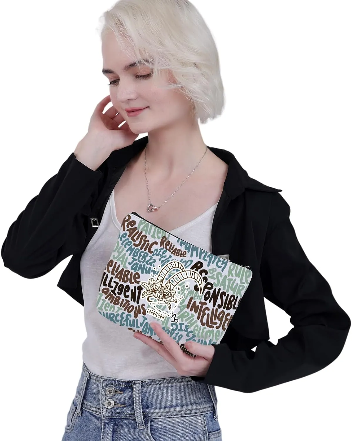 CMNIM Zodiac Makeup Bag 12 Constellation Cosmetic Bag Astrology Lover Gifts Zodiac Sign Birthday Gifts Horoscope Travel Pouch (2499 Capricorn)