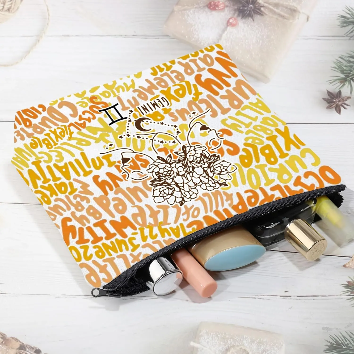 CMNIM Zodiac Makeup Bag 12 Constellation Cosmetic Bag Astrology Lover Gifts Zodiac Sign Birthday Gifts Horoscope Travel Pouch (2499 Gemini)