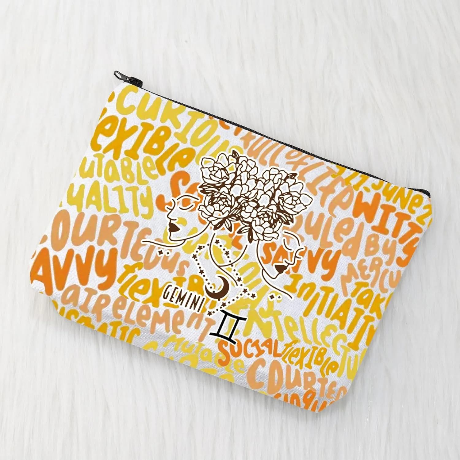 CMNIM Zodiac Makeup Bag 12 Constellation Cosmetic Bag Astrology Lover Gifts Zodiac Sign Birthday Gifts Horoscope Travel Pouch (2499 Gemini)