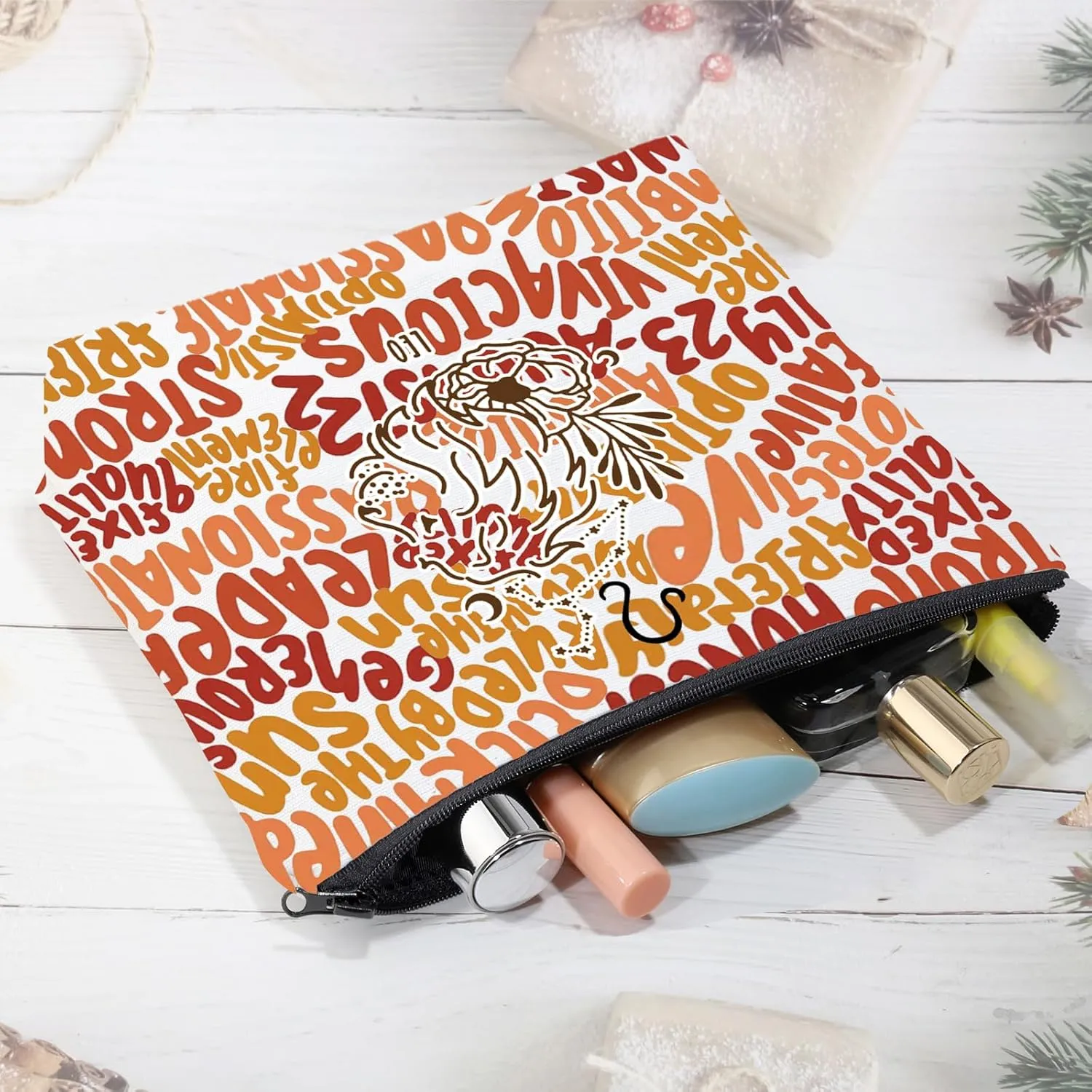 CMNIM Zodiac Makeup Bag 12 Constellation Cosmetic Bag Astrology Lover Gifts Zodiac Sign Birthday Gifts Horoscope Travel Pouch (2499 Leo)