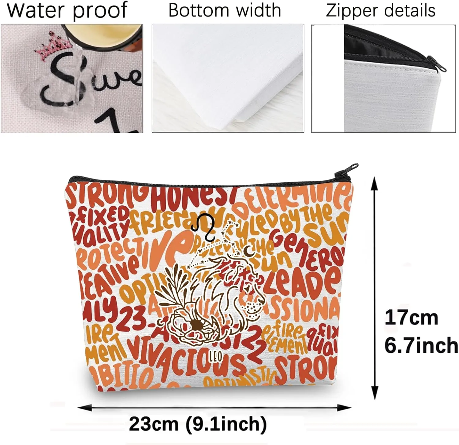 CMNIM Zodiac Makeup Bag 12 Constellation Cosmetic Bag Astrology Lover Gifts Zodiac Sign Birthday Gifts Horoscope Travel Pouch (2499 Leo)