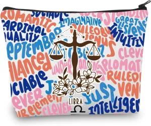 CMNIM Zodiac Makeup Bag 12 Constellation Cosmetic Bag Astrology Lover Gifts Zodiac Sign Birthday Gifts Horoscope Travel Pouch (2499 Libra)