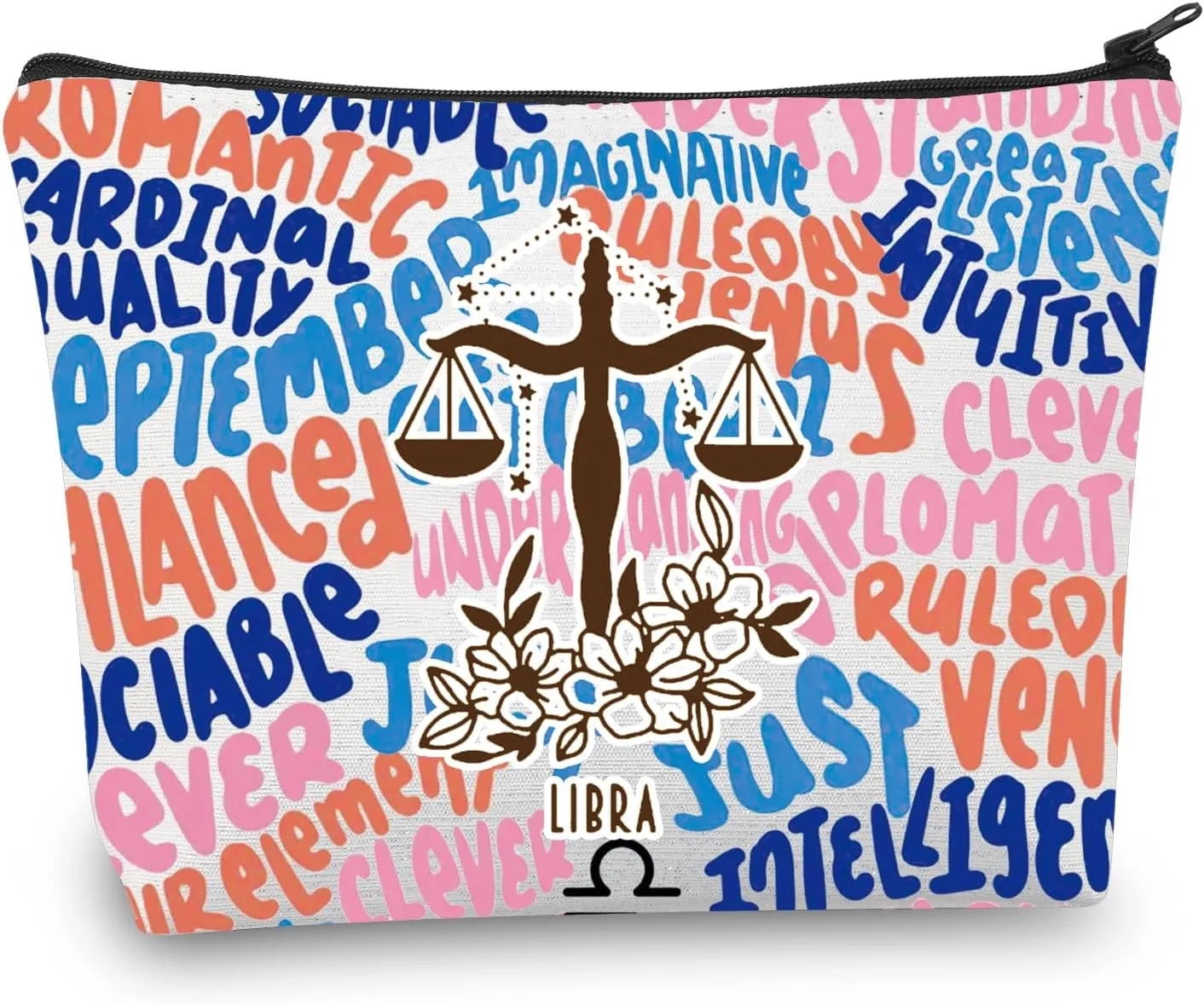 CMNIM Zodiac Makeup Bag 12 Constellation Cosmetic Bag Astrology Lover Gifts Zodiac Sign Birthday Gifts Horoscope Travel Pouch (2499 Libra)