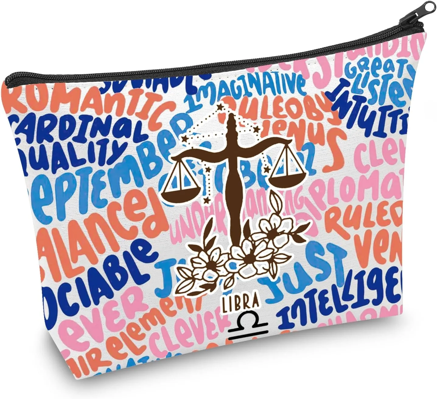CMNIM Zodiac Makeup Bag 12 Constellation Cosmetic Bag Astrology Lover Gifts Zodiac Sign Birthday Gifts Horoscope Travel Pouch (2499 Libra)